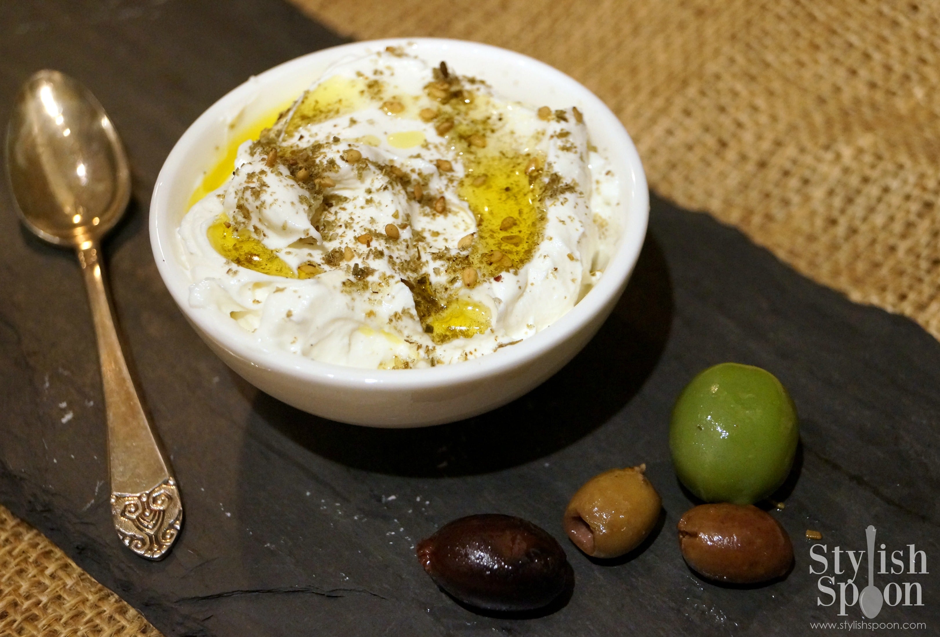 Labneh Middle Eastern Strained Yogurt with Za'atar Mezze Plate