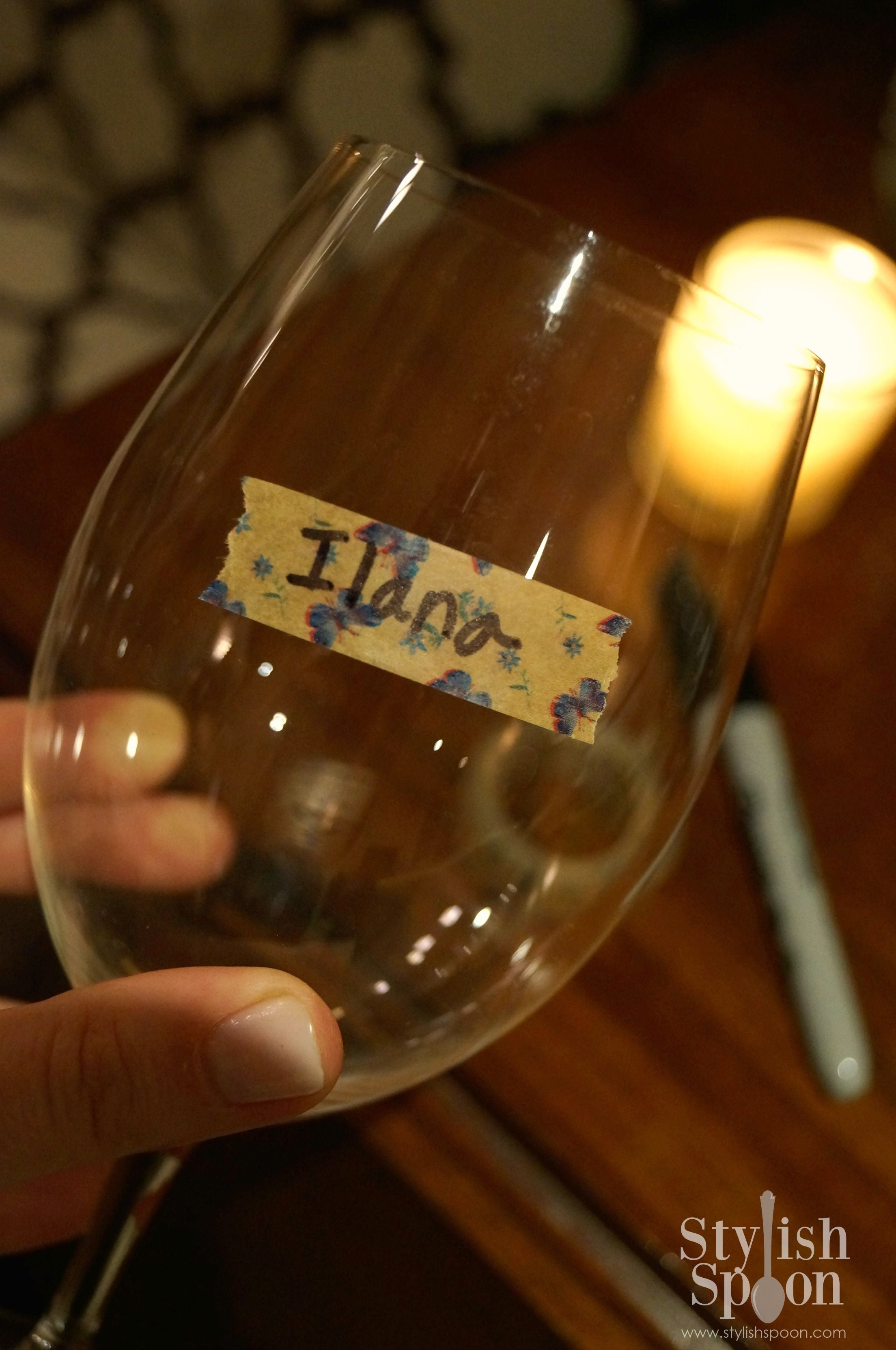  DIY  :: Washi Tape Wine Glass Markers