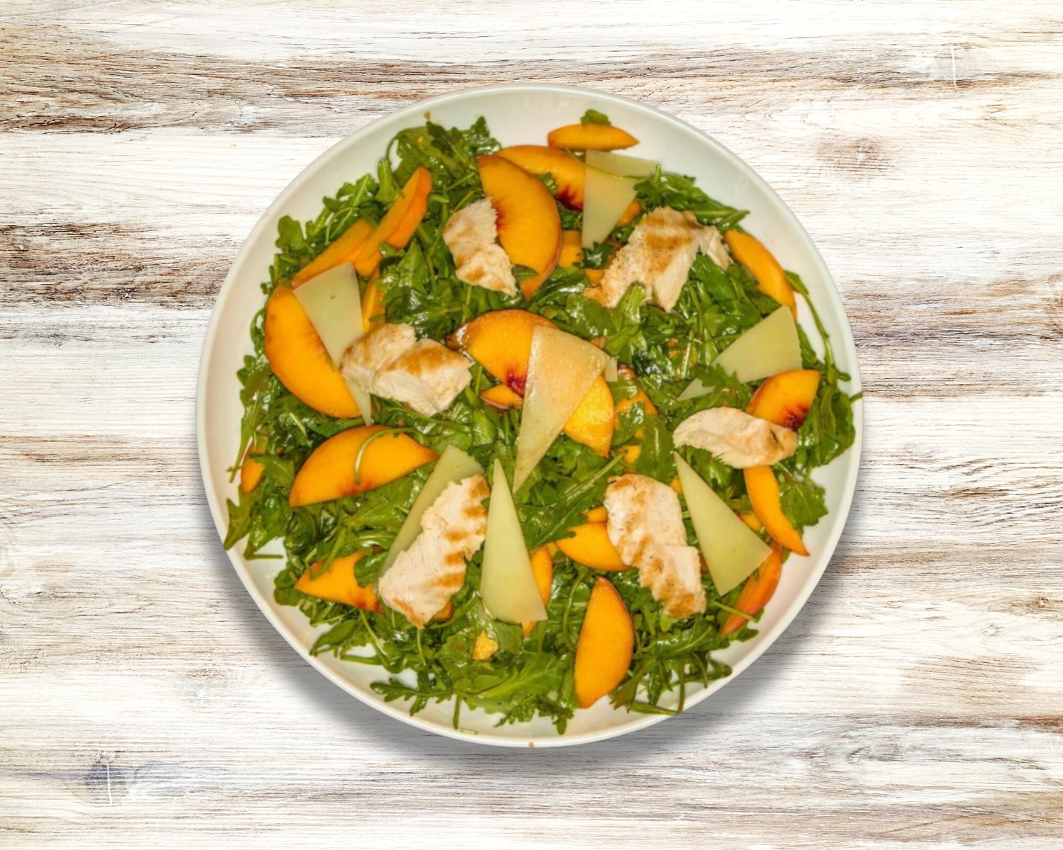 em-Recipe-em-Arugula-Peach-Salad-with-Grilled-Chicken-Balsamic-Vinaigrette Stylish Spoon