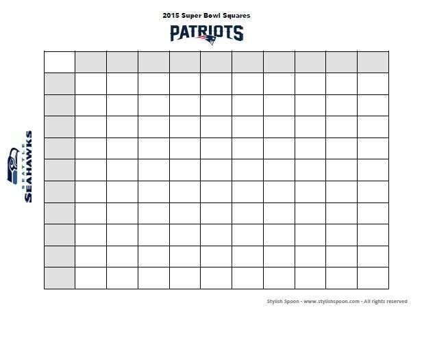 Super Bowl Squares Template – Free Printable